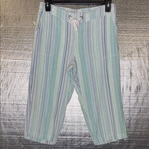 Ash Women's Striped Capris - Light Blue and Green